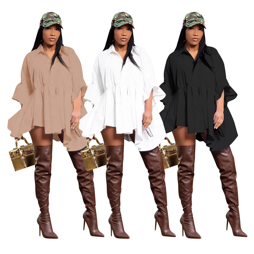 Casual Women Dress Pleated Shirt Dress Solid Color Full Sleeve Streetwear Mini Dresses Clothes For Women Vestidos
Casual Women Dress Pleated Shirt Dress Solid Color Full Sleeve Streetwear Mini Dresses Clothes For Women Vestidos