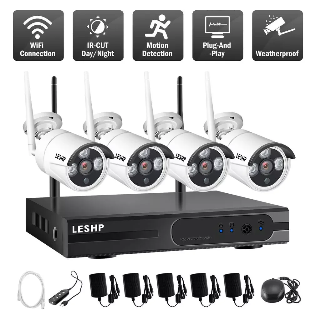 Беспроводная система безопасности LESHP, 4 канала, 720p, видеорегистратор NVR, 4x1,0 Мп, Wi-Fi, наружная сетевая IP-камера с обнаружением
Беспроводная система безопасности LESHP, 4 канала, 720p, видеорегистратор NVR, 4x1,0 Мп, Wi-Fi, наружная сетевая IP-камера с обнаружением