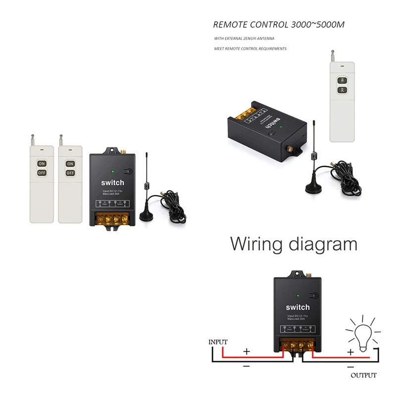 AT41 Wireless Remote Control Switch,3000M Long Distance,40A Relay Wireless RF Switch For Water Pump Lighting 
AT41 Wireless Remote Control Switch,3000M Long Distance,40A Relay Wireless RF Switch For Water Pump Lighting