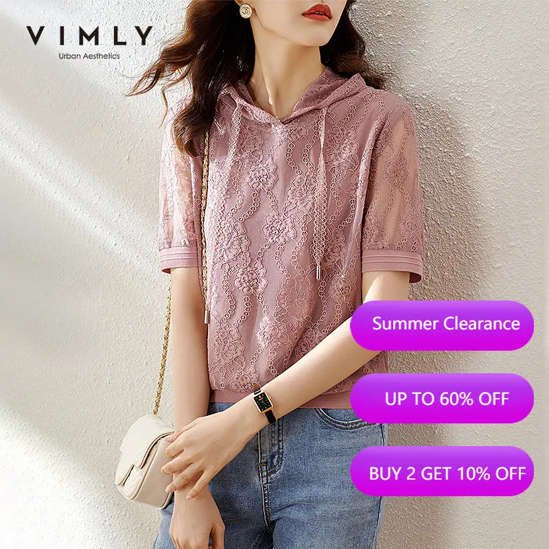 VIMLY Summer Women Hoodies 2021 Fashion New Pullover Elegant Knitted Lace Hooded Shirts Women's Sweatshirt Female Tops F7121
VIMLY Summer Women Hoodies 2021 Fashion New Pullover Elegant Knitted Lace Hooded Shirts Women's Sweatshirt Female Tops F7121