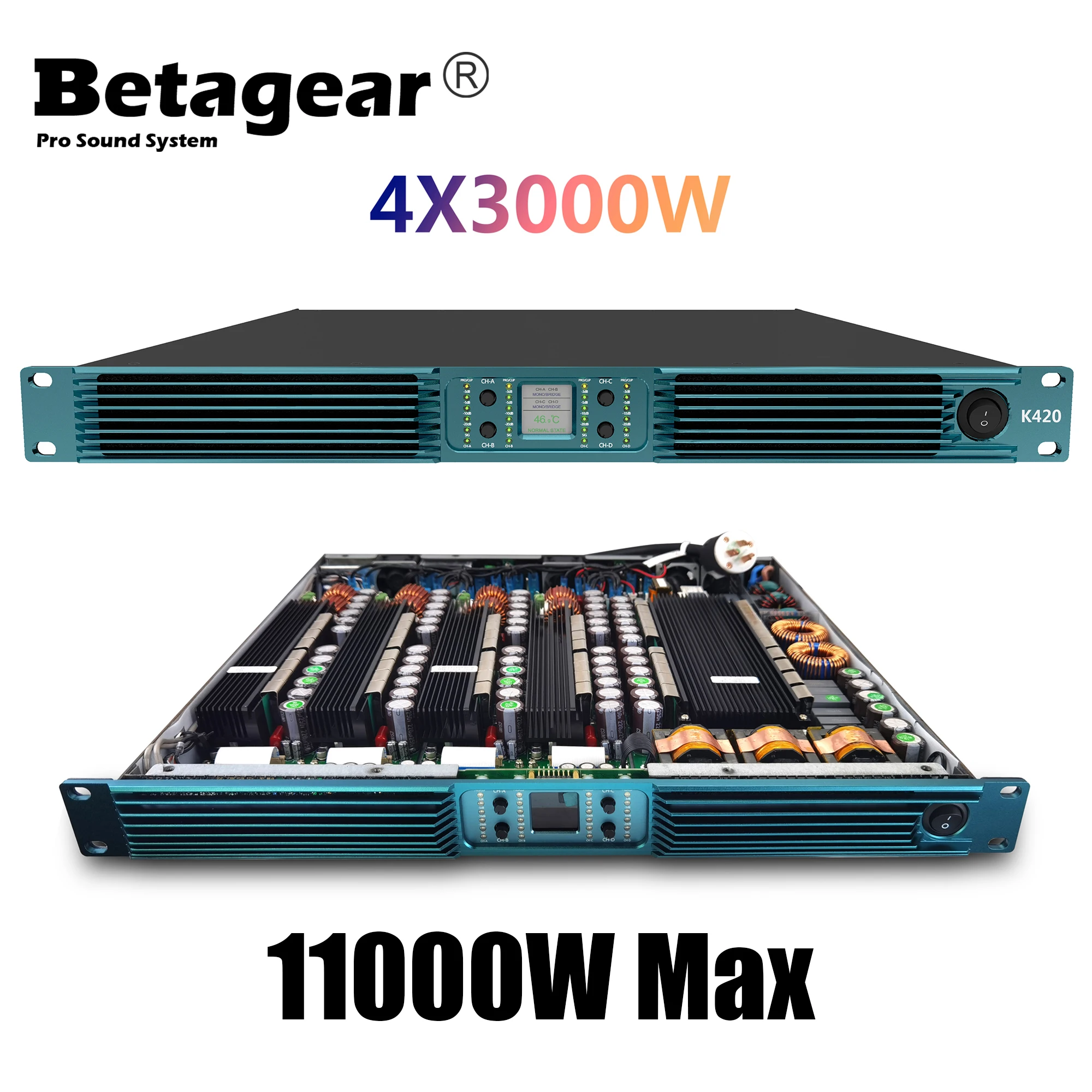 Усилитель сабвуфера Betagear 4X 3000 Вт мощный профессиональный усилитель класс D