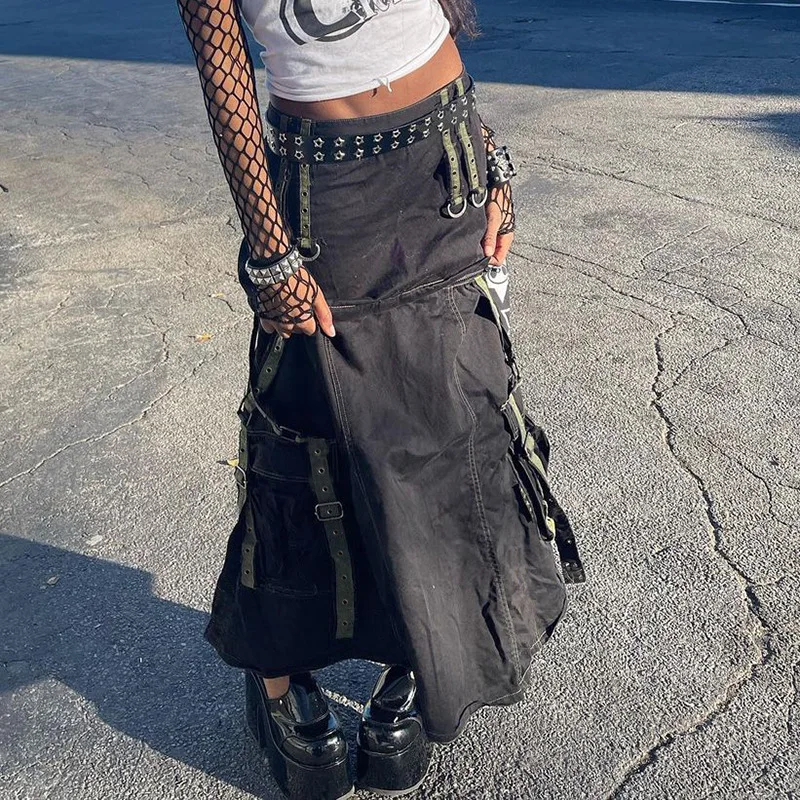 Streetwear Skirts Colorblock Women's Midi Dresses Gothic Bandage Low Waist Skirts Dark Hip Hop Punk A-Line Skirts jean skirt
Streetwear Skirts Colorblock Women's Midi Dresses Gothic Bandage Low Waist Skirts Dark Hip Hop Punk A-Line Skirts jean skirt