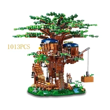 in stock 1013+pcs All Seasons Treehouse City Building Blocks Tree House creator Room Home Bricks Set Kids Children Toys Gift
