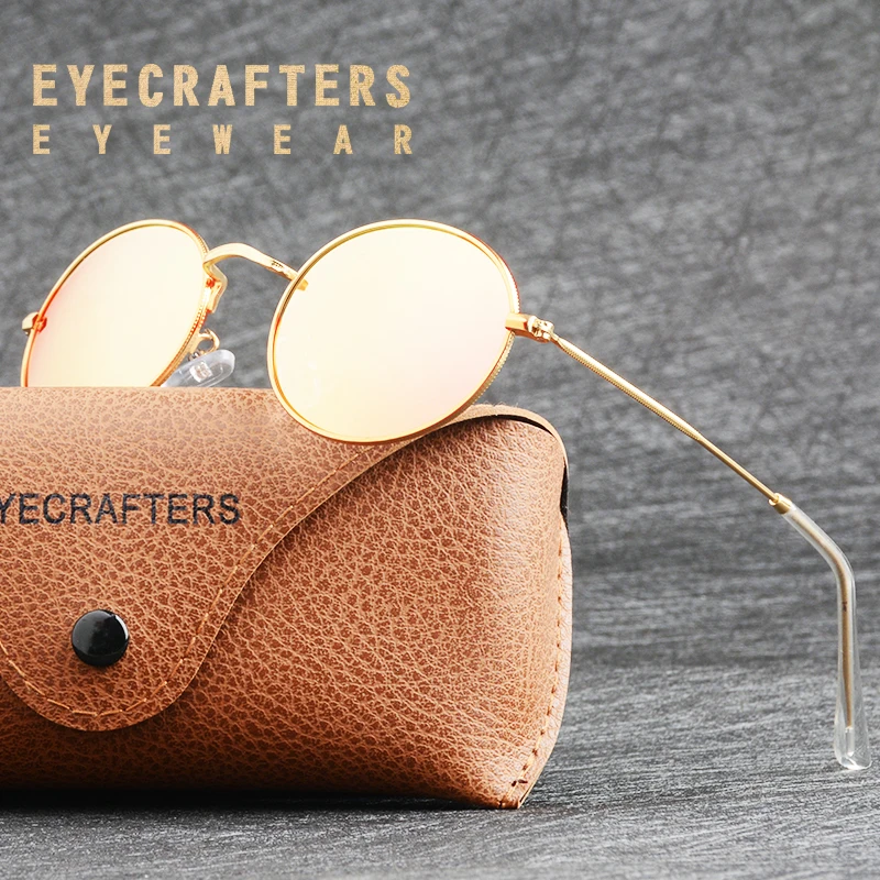 

2022 брендовые поляризационные женские очки для вождения из металла мужские овальные винтажные Ретро очки маленькие дизайнерские классические круглые солнцезащитные очки розовые