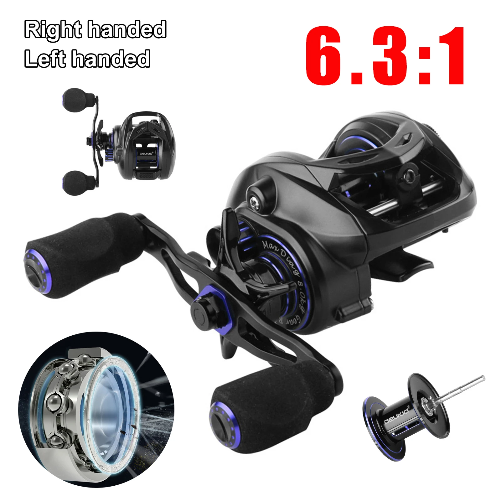 Baitcasting Reel Portable Fishing Reel 8KG Max Drag 6.3:1 High Speed Magnetic Brake System Freshwater Saltwater Fishing Tackle
Baitcasting Reel Portable Fishing Reel 8KG Max Drag 6.3:1 High Speed Magnetic Brake System Freshwater Saltwater Fishing Tackle