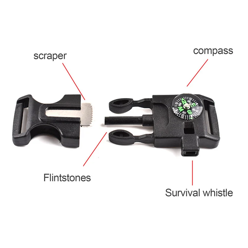 

1pc Emergency Survival Whistle Buckle With Compass Camp Paracord Bracelet Backpack Strap Bag Accessories Outdoor tools