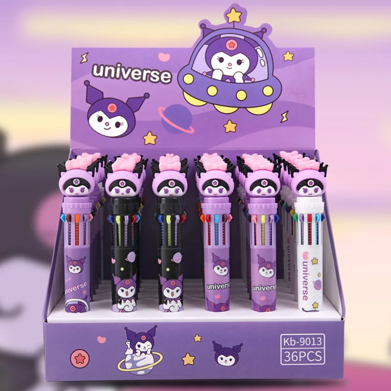 36pcs Sanrio Cartoon Kuromi 10-Color Ballpoint Pen Pressed Handwriting Pens Multi-Color Color Pen Writing Tools Holiday Gifts
36pcs Sanrio Cartoon Kuromi 10-Color Ballpoint Pen Pressed Handwriting Pens Multi-Color Color Pen Writing Tools Holiday Gifts