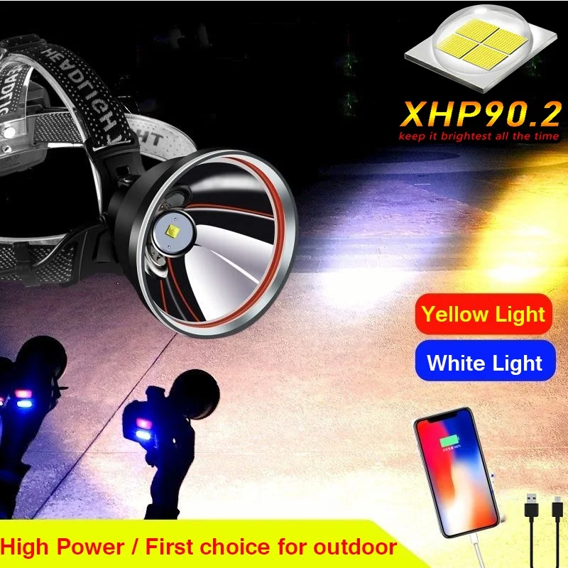Супермощный светодиодный налобный фонарь XHP90.2, желтый свет, белый свет, большой дальности, перезаряжаемый фонасветильник, уличная лампа для...
Супермощный светодиодный налобный фонарь XHP90.2, желтый свет, белый свет, большой дальности, перезаряжаемый фонасветильник, уличная лампа для...
