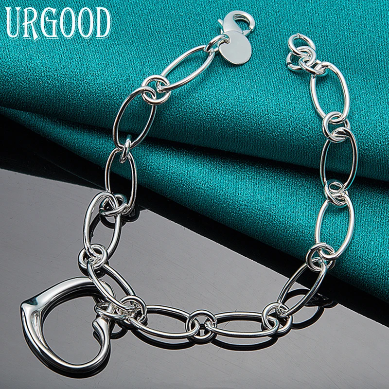 925 Sterling Silver Geometric Chain Heart Pendant Bracelet For Women Men Party Engagement Wedding Fashion Jewelry
925 Sterling Silver Geometric Chain Heart Pendant Bracelet For Women Men Party Engagement Wedding Fashion Jewelry