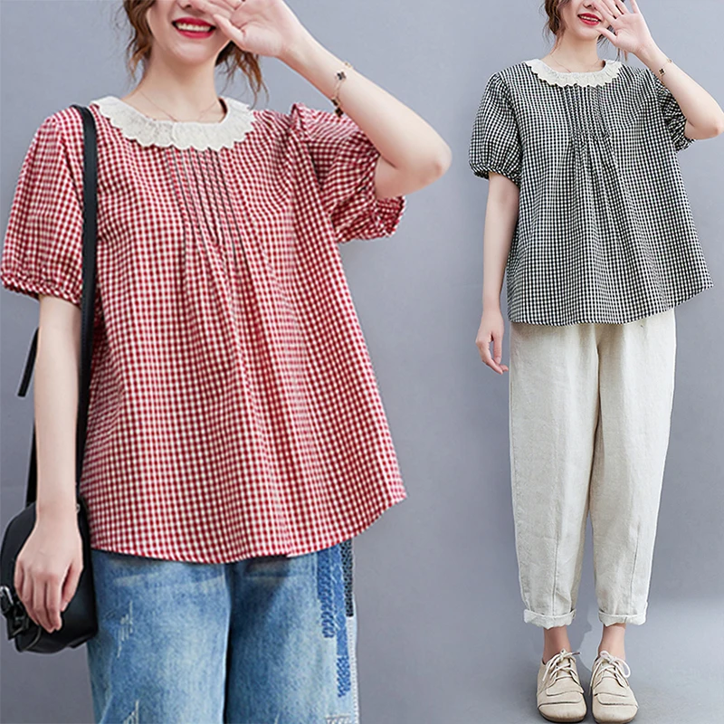 Lapel Shirt Women's Summer Design 2022 New Wrinkled Waist Loose Plaid Shirt Top Fashion
Lapel Shirt Women's Summer Design 2022 New Wrinkled Waist Loose Plaid Shirt Top Fashion