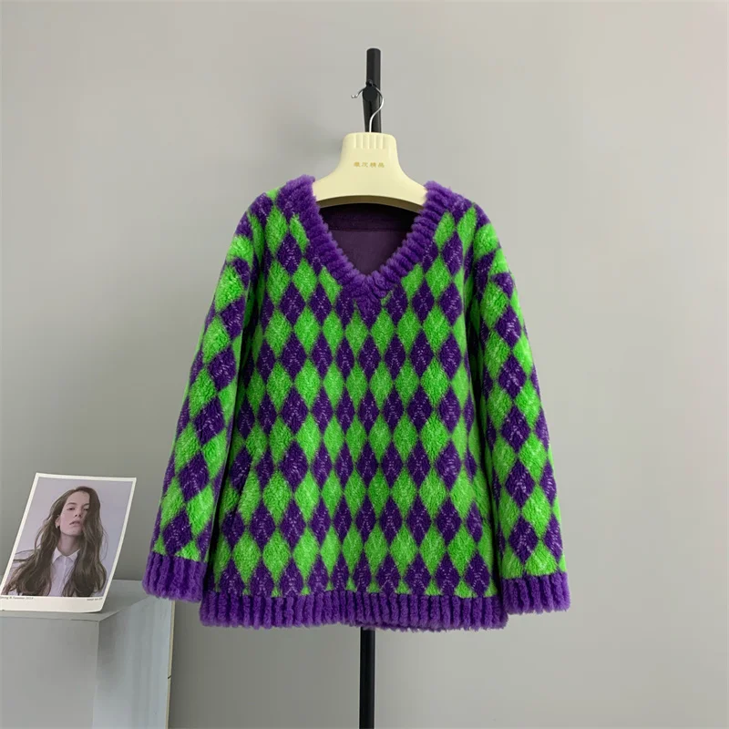 genuine wool Sweater Diamond Pattern Pullover Lamb Fur Grass Coat VNeck Loose Short Sheep Shearing Young Versatile Wome
genuine wool Sweater Diamond Pattern Pullover Lamb Fur Grass Coat VNeck Loose Short Sheep Shearing Young Versatile Wome