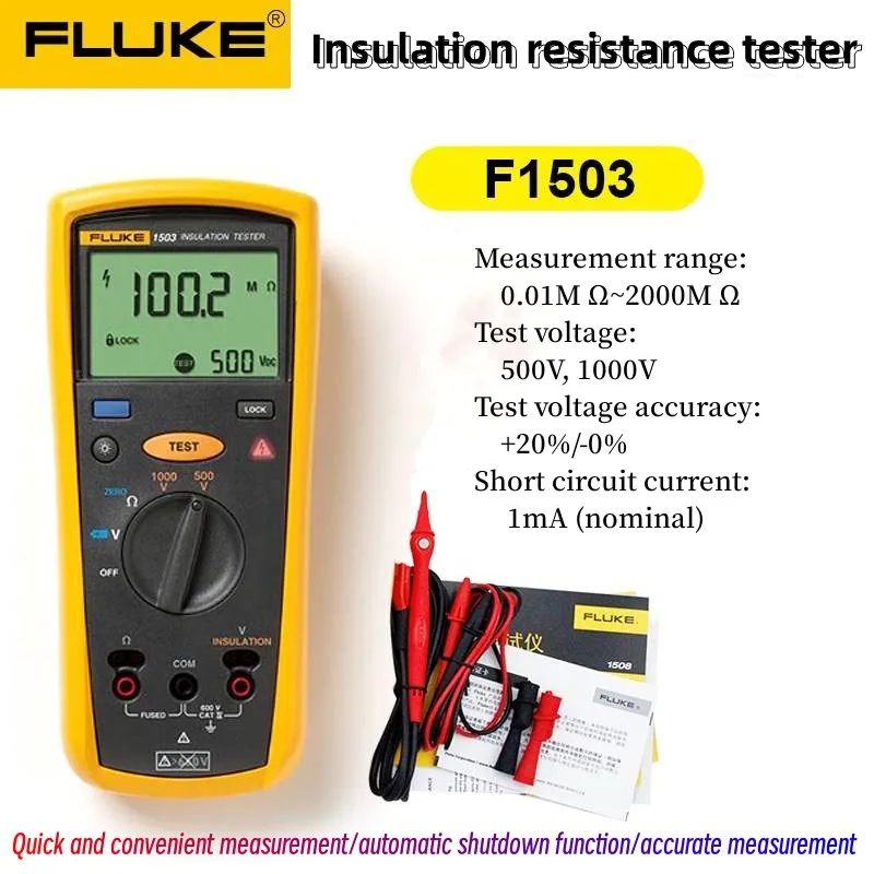 Fluke 1503 Insulation Resistance Tester 2000MΩ Digital Megger Professional Meter 1000V Voltage Detector 20KΩ Multimeter
Fluke 1503 Insulation Resistance Tester 2000MΩ Digital Megger Professional Meter 1000V Voltage Detector 20KΩ Multimeter