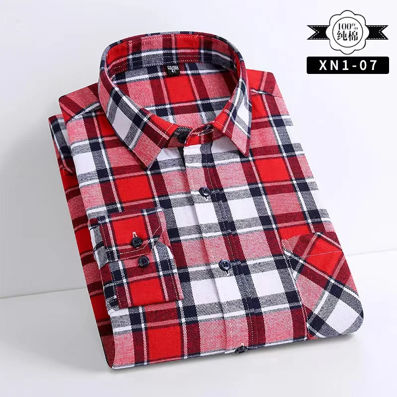 

New in shirt over size 100%cotton sanding long-sleeve shirts for men slim fit casual plain shirt fashion plaid elegants clothes