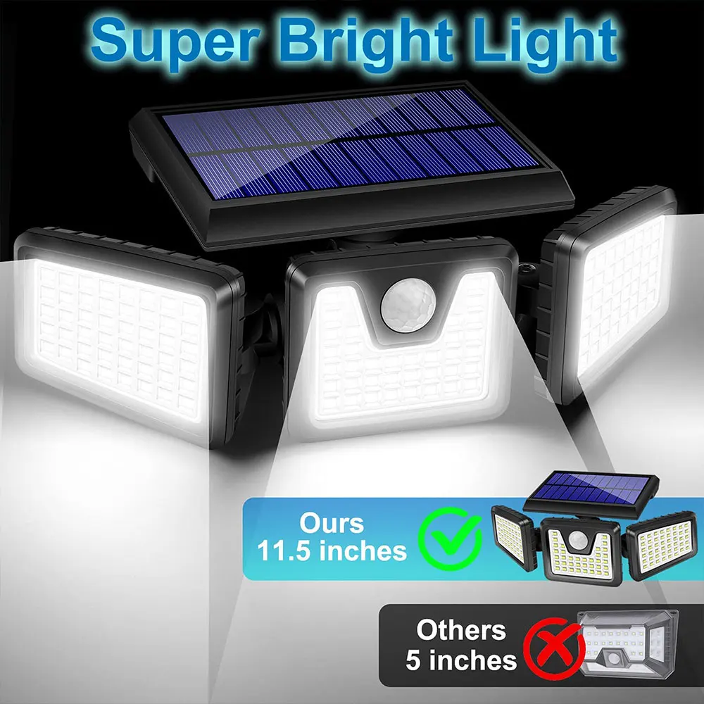 Solar 188LEDs Security Lights Outdoor Flood Lights Motion Detected Sensor Security Lamp Waterproof 3Heads Solar LED Flood Lamp
Solar 188LEDs Security Lights Outdoor Flood Lights Motion Detected Sensor Security Lamp Waterproof 3Heads Solar LED Flood Lamp