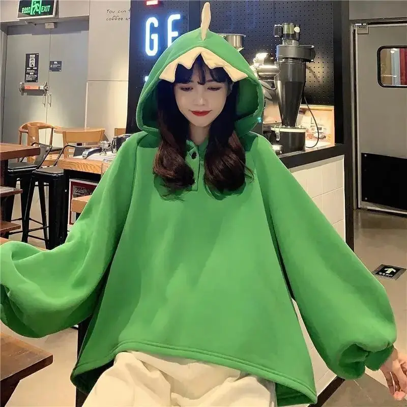 American style Harajuku style small dinosaur y2k green hooded sweater women's autumn and winter plush thickened loose coat
American style Harajuku style small dinosaur y2k green hooded sweater women's autumn and winter plush thickened loose coat