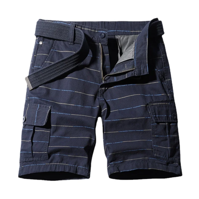 Мужские шорты-карго с поясом и множеством карманов в повседневном стиле 
Мужские шорты-карго с поясом и множеством карманов в повседневном стиле