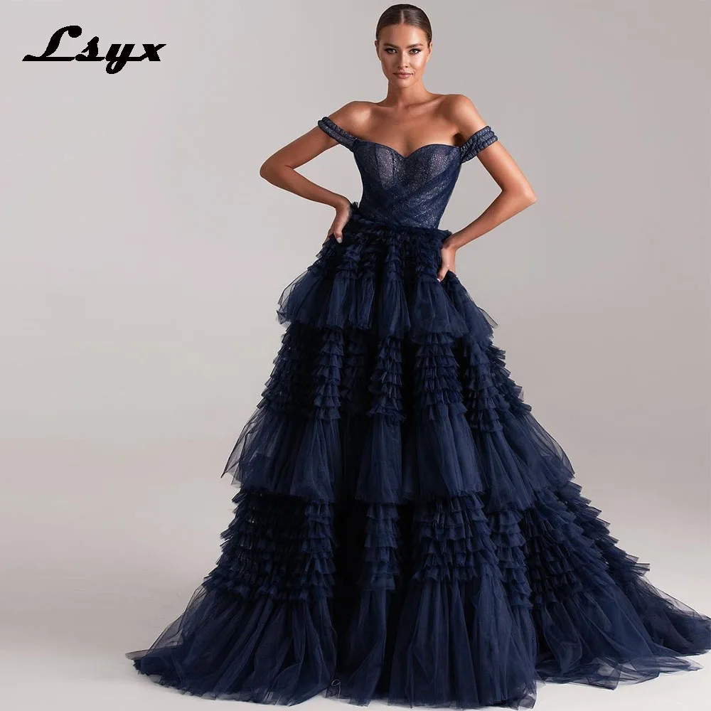 LSYX Gorgeous Princess Ruffled Tulle Prom Dresses Long A Line Off the Shoulder Tiered Floor Length Evening Party Gowns
LSYX Gorgeous Princess Ruffled Tulle Prom Dresses Long A Line Off the Shoulder Tiered Floor Length Evening Party Gowns