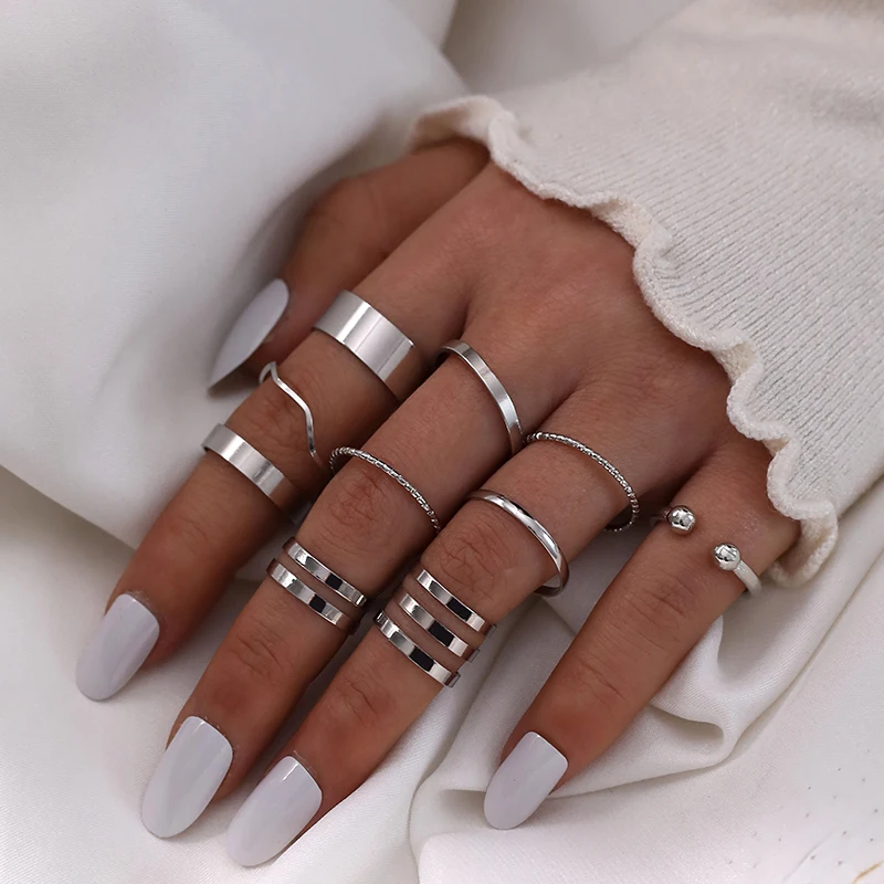 Fashion Simple Casual Alloy Retro Silver Color Knuckle Rings Sets for Women Korean Version Joint Cool Jewelry Girl Gift Anillos
Fashion Simple Casual Alloy Retro Silver Color Knuckle Rings Sets for Women Korean Version Joint Cool Jewelry Girl Gift Anillos