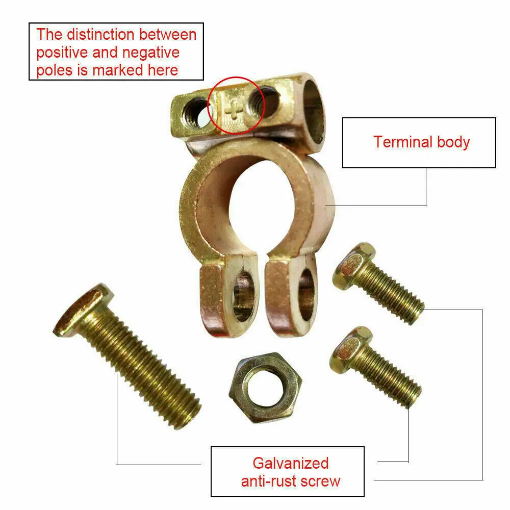 

Leisure Quick Release Battery Terminal Connectors Clamps Brass Caravan RV 12V Positive Negative Battery Terminal Cable Connector