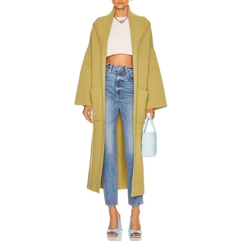 Long Knit Cardigan Women Coat Autumn Winter Fashion Leisure Pure Color Loose Pocket Sweater Wool Acrylic Women's Cardigan
Long Knit Cardigan Women Coat Autumn Winter Fashion Leisure Pure Color Loose Pocket Sweater Wool Acrylic Women's Cardigan