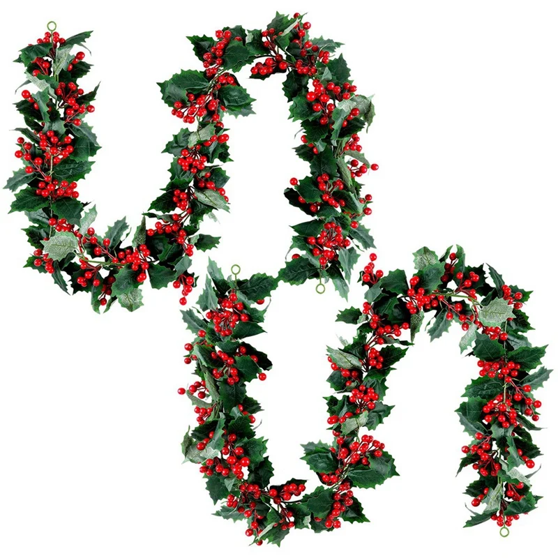 

Рождественская гирлянда в виде ягод, 1 комплект, гибкая Искусственная елка, Рождественская сосновая гирлянда, Рождественский Декор, 12 футов