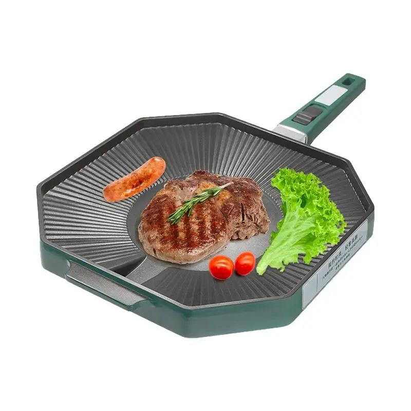 

Camping Cooking Grill Pan Non Stick Stovetop BBQ Grilling Plate Portable Detachable Hygienic Grilling Cookware For Stove Tops