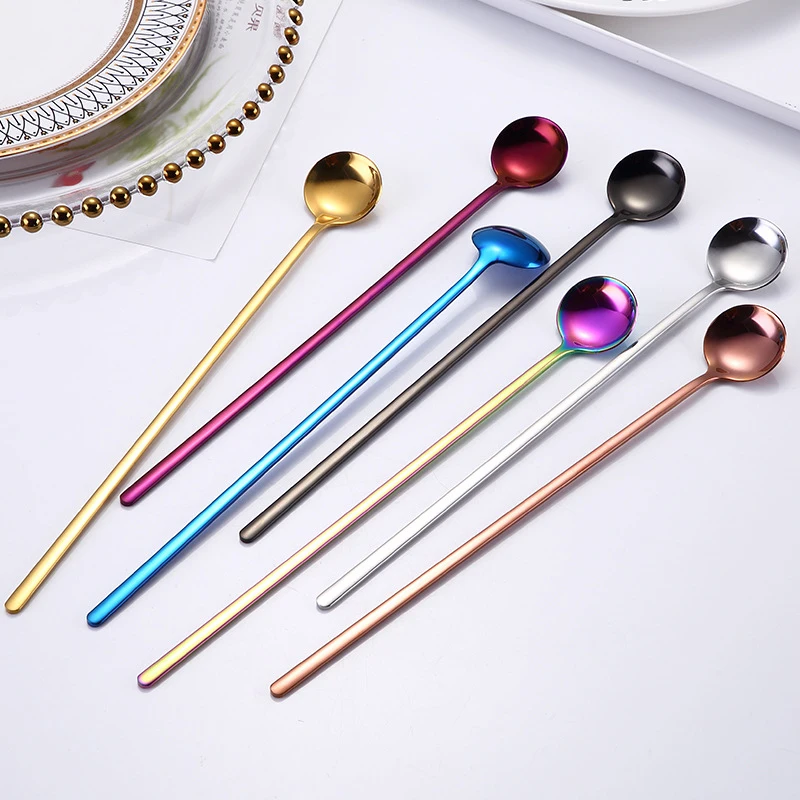 1Pc 24cm Small Round Spoon Stainless Steel Multi-color Long Handle Coffee Dessert Honey Spoon Kitchen Supplies
1Pc 24cm Small Round Spoon Stainless Steel Multi-color Long Handle Coffee Dessert Honey Spoon Kitchen Supplies