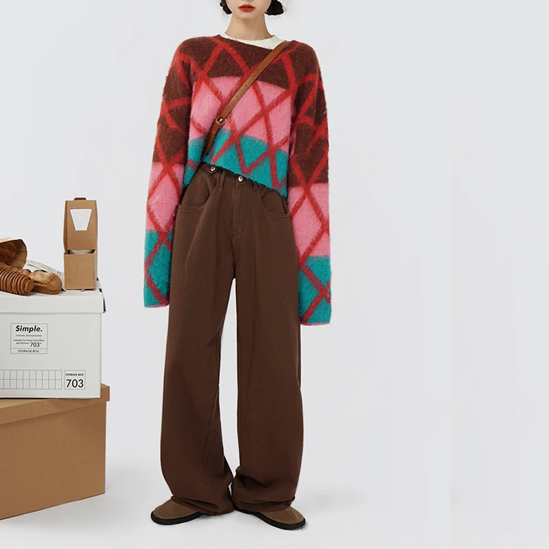 Autumn/Winter New Color Rhombus Jacquard Loose O-Neck Women Sweater Casual Fashion Knitting Pullovers Thick Niche Design Tops
Autumn/Winter New Color Rhombus Jacquard Loose O-Neck Women Sweater Casual Fashion Knitting Pullovers Thick Niche Design Tops