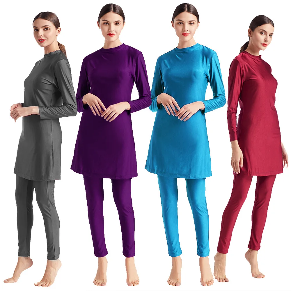 Islamic Clothing Women Muslim Conservative Solid Fashion Three-piece Swimsuit Full Cover Clothes Swim Wear for Female
Islamic Clothing Women Muslim Conservative Solid Fashion Three-piece Swimsuit Full Cover Clothes Swim Wear for Female