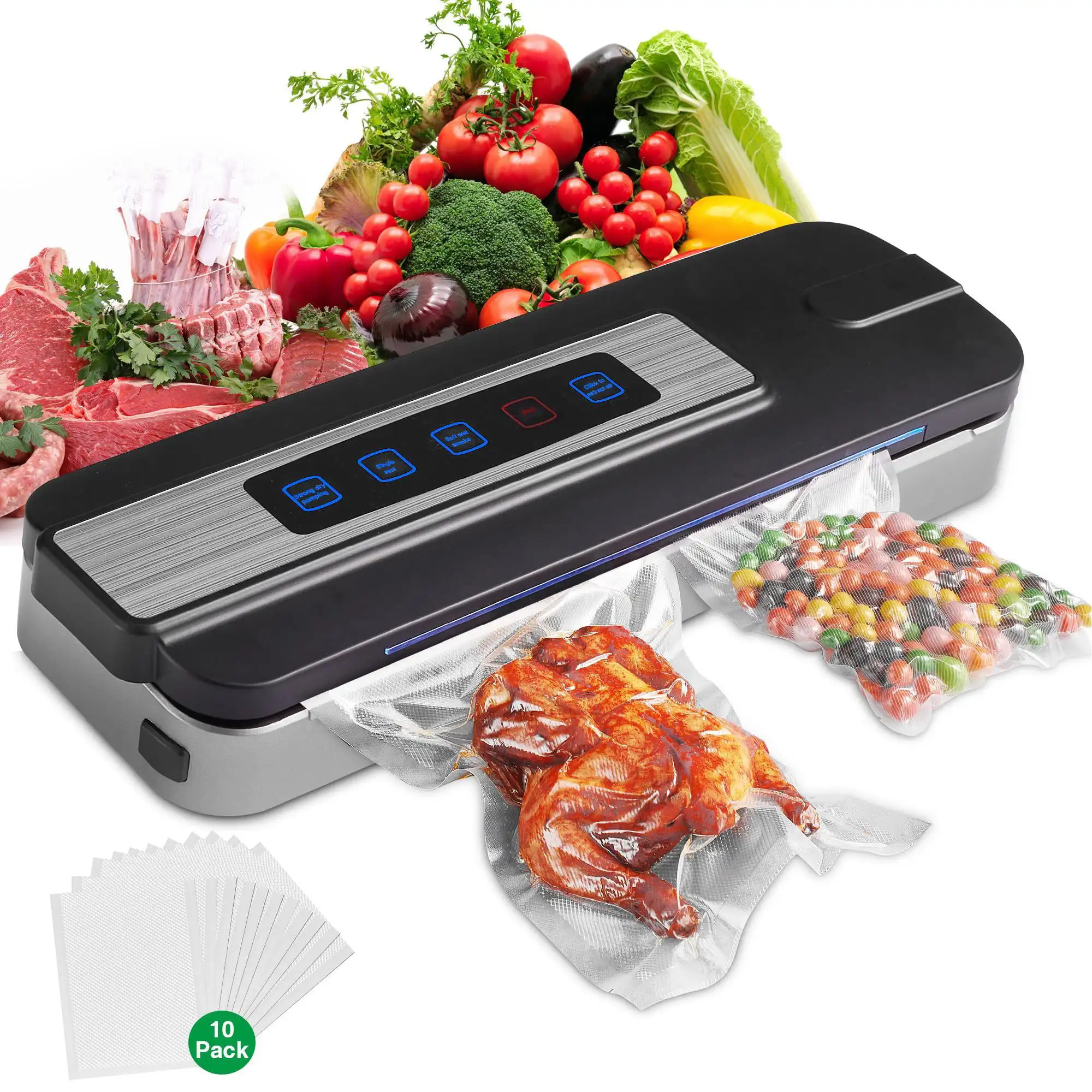 Vacuum Sealer Machine - One-Touch Automatic Food Saver for Sous Vide and Preservation, with Moist/Dry Modes and 60kPa Strong Suc
Vacuum Sealer Machine - One-Touch Automatic Food Saver for Sous Vide and Preservation, with Moist/Dry Modes and 60kPa Strong Suc