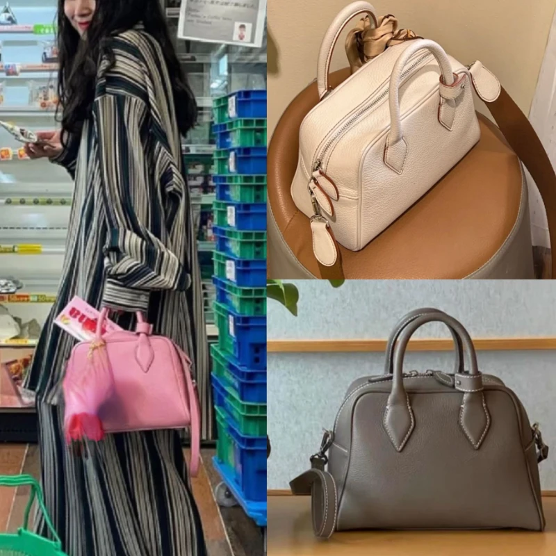 Korean Style Classic Boston Bag All-match Commuter Genuine Leather Handbag for Women Luxury Shoulder Bags Versatile Bolsa 
Korean Style Classic Boston Bag All-match Commuter Genuine Leather Handbag for Women Luxury Shoulder Bags Versatile Bolsa