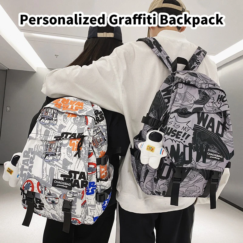 Fashion Men's And Women's Shoulder Bag Students Lightweight Hundred Schoolbag Graffiti Design Backpack Simple Style Nylon
Fashion Men's And Women's Shoulder Bag Students Lightweight Hundred Schoolbag Graffiti Design Backpack Simple Style Nylon
