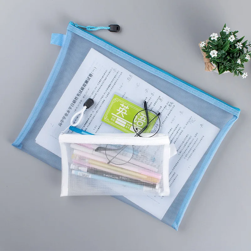 Прозрачная нейлоновая сетчатая сумка на молнии для документов 1 шт. A4 A5 A6 бумажная