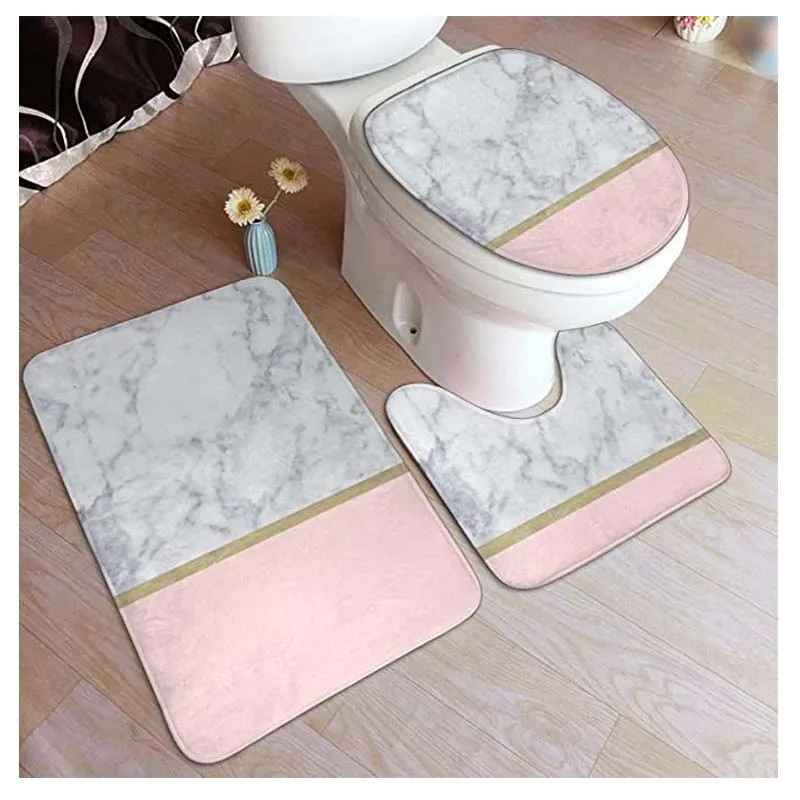 Marble Gold Blush Pink Washable Bath Rug Sets 3 Piece for Bathroom, Include U-Shaped Toilet Rug Toilet Seat Cover Mat and Bath R
Marble Gold Blush Pink Washable Bath Rug Sets 3 Piece for Bathroom, Include U-Shaped Toilet Rug Toilet Seat Cover Mat and Bath R