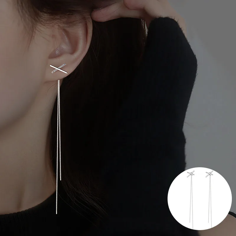 100% 925 Sterling Silver Zircon Cross Earrings for Women Girl Fashion Long Tassel Design Jewelry Party Gift Dropshipping
100% 925 Sterling Silver Zircon Cross Earrings for Women Girl Fashion Long Tassel Design Jewelry Party Gift Dropshipping