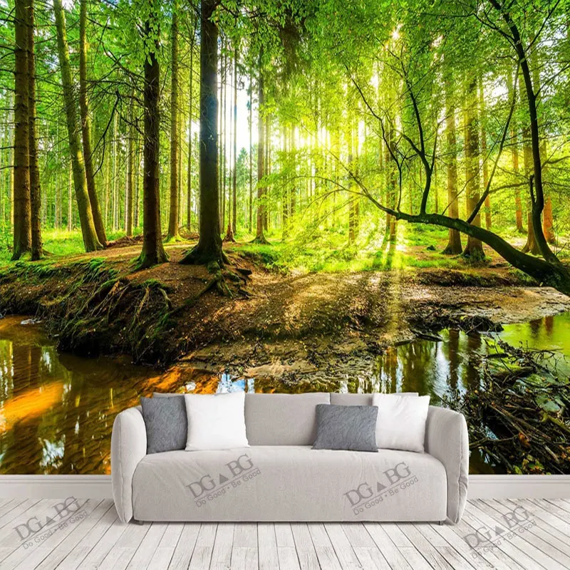 

Fabric Textile Wallcoverings Nature Scenery Rain Forest Wall Murals Living Room Jungle Extra Large Bedroom Wallpaper Waterfall