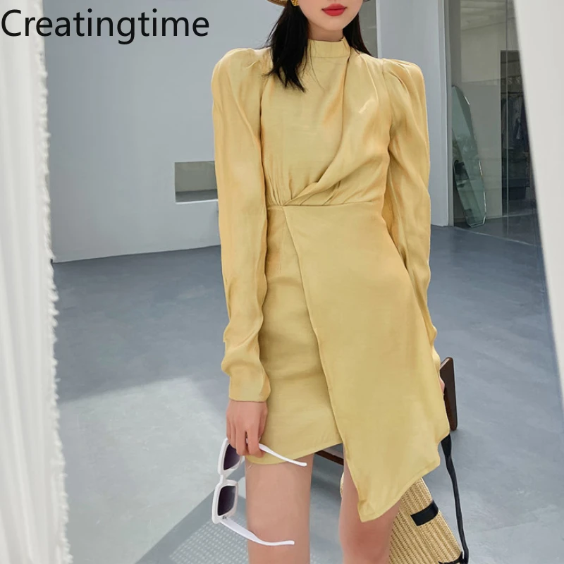Creatingtime 2022 Spring New Fashion Women's Stand Collar Puff Sleeves Patchwork Asymmetrical Slim High Waist Dress GA533
Creatingtime 2022 Spring New Fashion Women's Stand Collar Puff Sleeves Patchwork Asymmetrical Slim High Waist Dress GA533