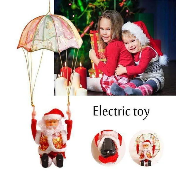 

Электрический Санта-Клаус, Парашютная игрушка, Санта-Клаус, пение и танцы, комнатная подвесная игрушка для окон, дверей, рождественских деревьев