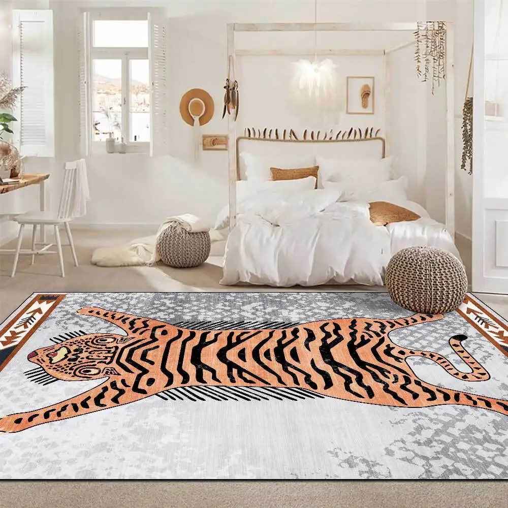 

Ковры в Ретро этническом стиле с 3D принтом Тигра для гостиной, спальни, мягкие фланелевые противоскользящие напольные коврики для ползания в детской комнате