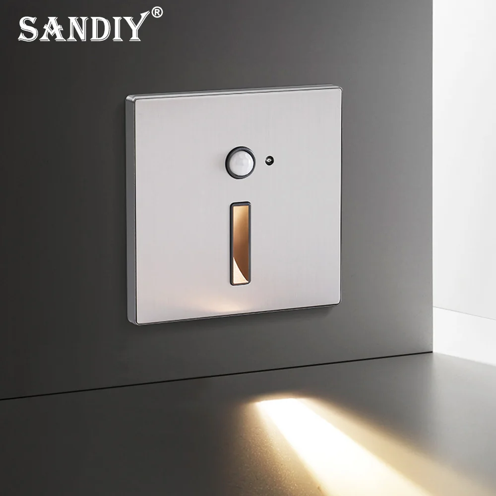 

SANDIY Sensor Stair Light Motion Detect Wall Sconce Lamp Automatic Nightlights Recessed Footlight for Step Ladder Bedroom Closet