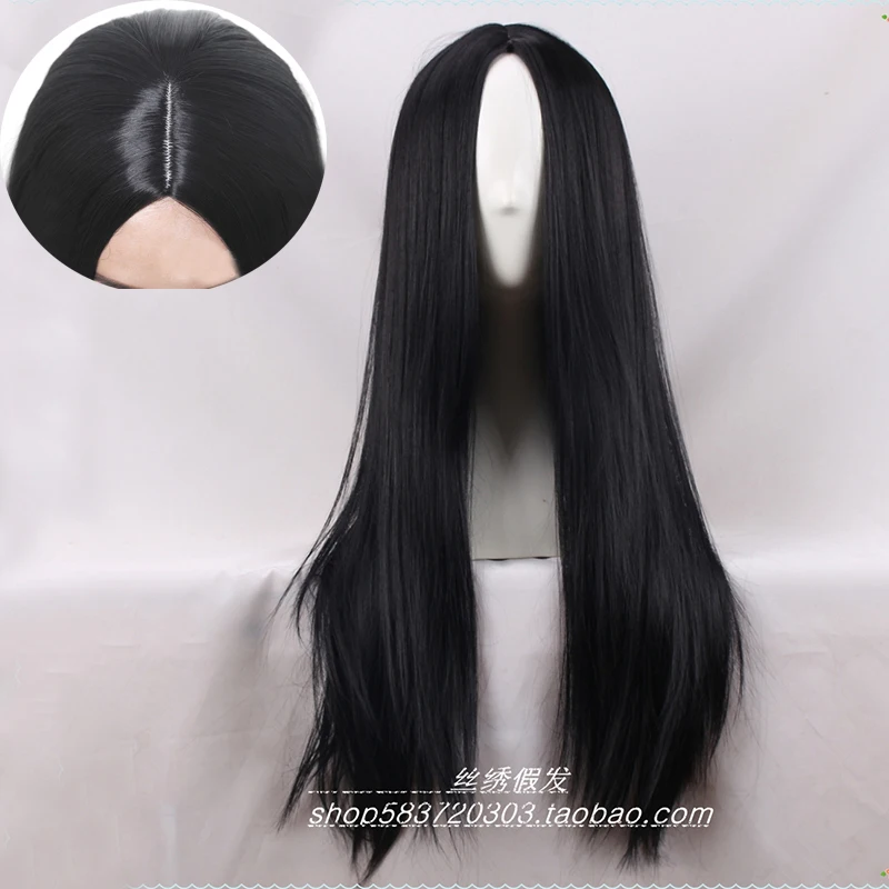

24";/ 60cm 70cm 80cm 100cm Alice centre parting black long straight wig Alice: Madness Returns women cosplay hair wigs