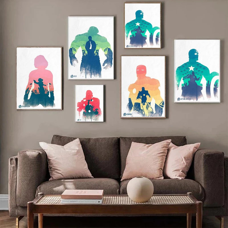 

The Avengers Superhero Marvel Watercolor Poster Paintings Spiderman on Canvas Wall Street Art Picture for Living Room Home Decor