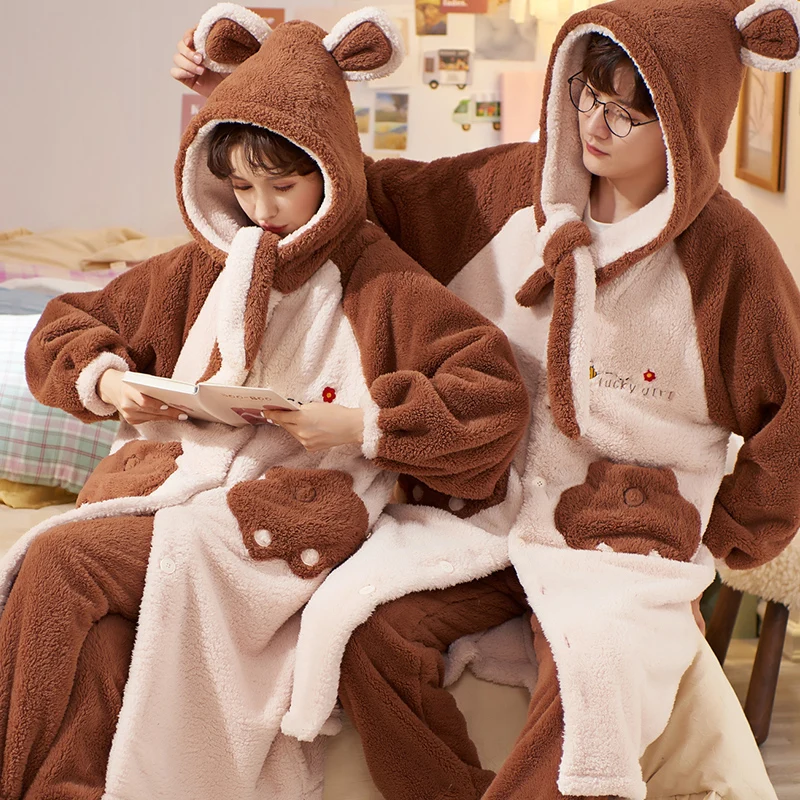QUHENG Flannel Sleepwear New Women Men Winter Warm Fleece Couples Pajamas Set Autumn Lovers Nightgown Cute Cartoon Home Clothes
QUHENG Flannel Sleepwear New Women Men Winter Warm Fleece Couples Pajamas Set Autumn Lovers Nightgown Cute Cartoon Home Clothes