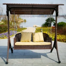 Outdoor swing courtyard double rocking chair balcony rocking chair adult rattan woven furniture