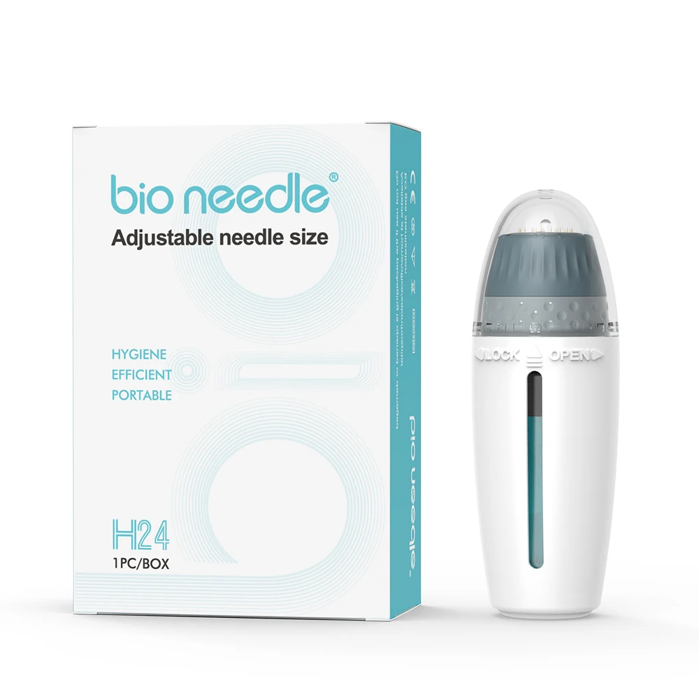 

Bio Needle 24 Pins Adjustable Titanium Microneedle Derma Tube Acne Pen Hyaluronic Acid Stamp Serum Applicator Skin Care Tool