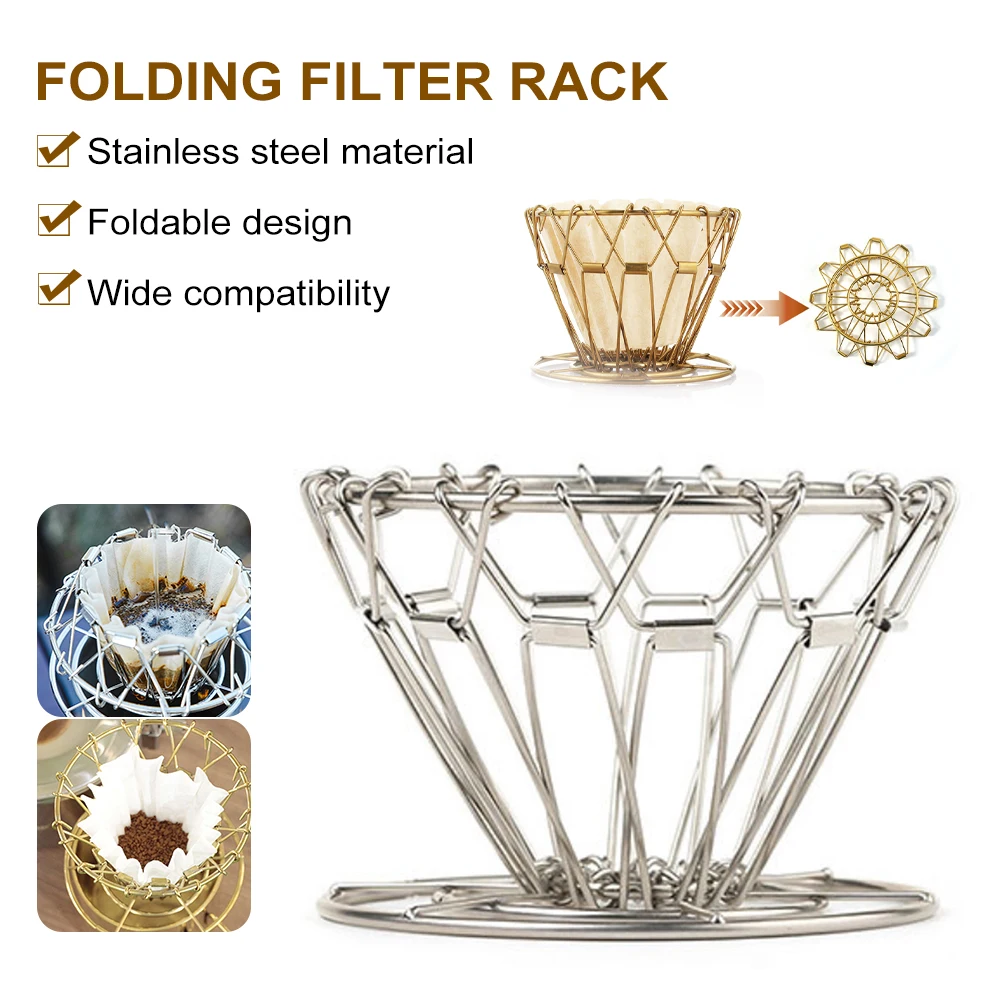 Folding Coffee Filter Paper Holder 304 Stainless Steel Filters Rack Portable Coffee Dripper Filter Cup Stand Coffee Brew Tool
Folding Coffee Filter Paper Holder 304 Stainless Steel Filters Rack Portable Coffee Dripper Filter Cup Stand Coffee Brew Tool