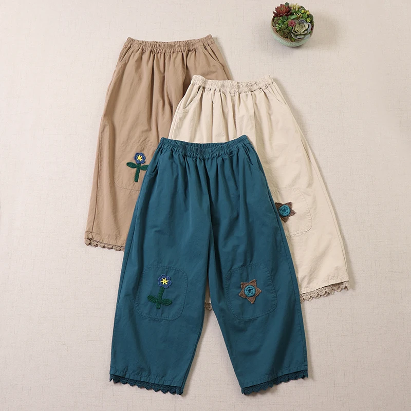 Spring Summer Sweet Mori Girl Casual Harem Pants Embroidery Loose Cotton Cropped Pants Women
Spring Summer Sweet Mori Girl Casual Harem Pants Embroidery Loose Cotton Cropped Pants Women