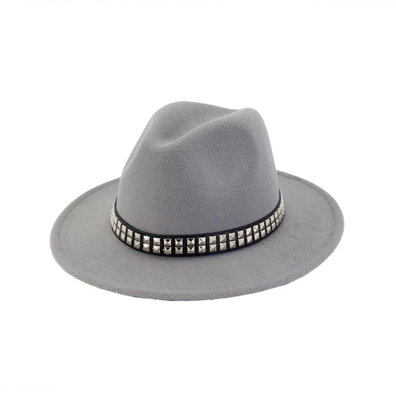 Welcomed Women Men Wool Felt Fedoras Hat with Rivets Belt Lady Flat Brim Jazz Hat Formal Party Trilby Top Hat 12 Colors GH-440
Welcomed Women Men Wool Felt Fedoras Hat with Rivets Belt Lady Flat Brim Jazz Hat Formal Party Trilby Top Hat 12 Colors GH-440