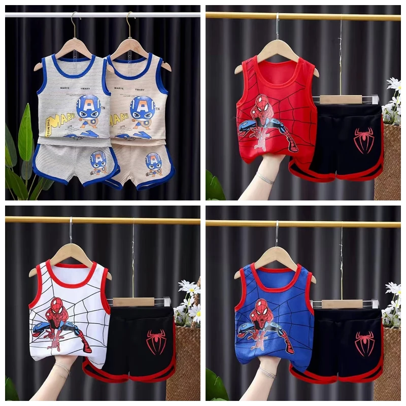 Summer Baby Boys Clothing Set Cartoon Spiderman Captain America Girls Top Vest + Short 2 Pcs Set Kid Clothes Princess Sport Suit 
Summer Baby Boys Clothing Set Cartoon Spiderman Captain America Girls Top Vest + Short 2 Pcs Set Kid Clothes Princess Sport Suit
