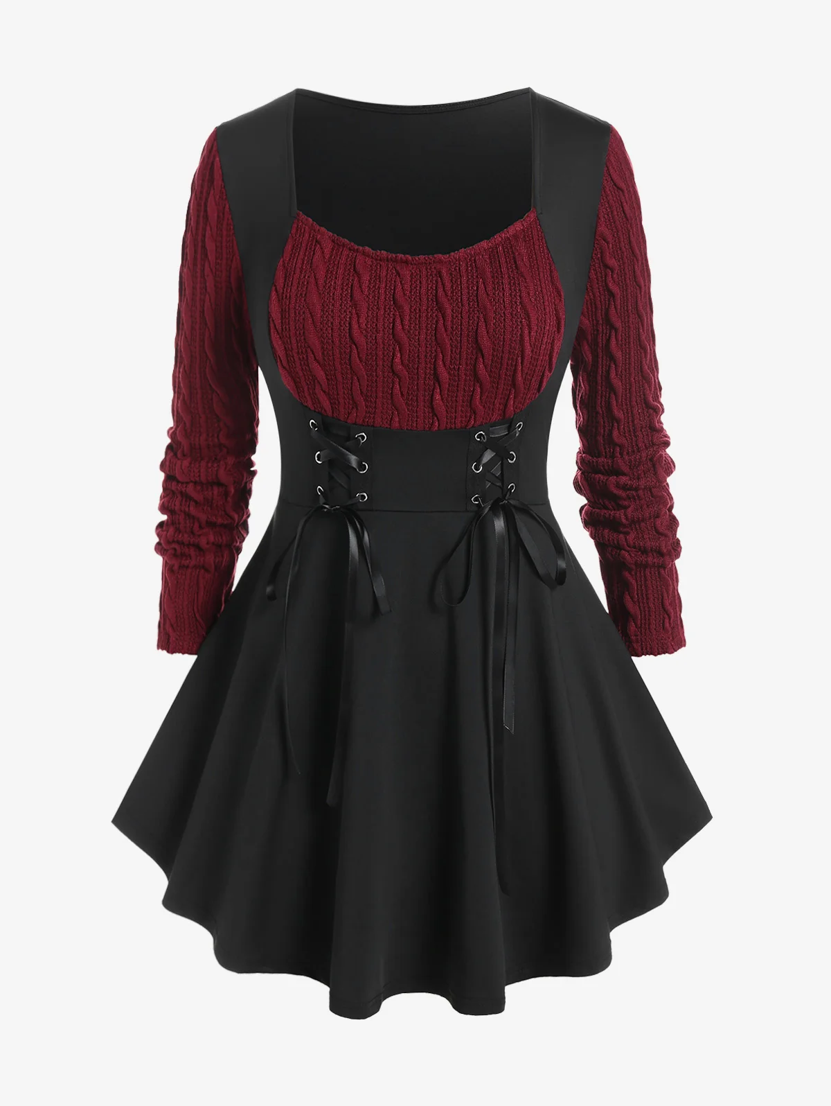 ROSEGAL Corset T-Shirt Cable Knit Panel Mixed Media Lace Up Blouses Women's Tees 4XL 2022 New Fashion Fall,Winter Clothes Tops
ROSEGAL Corset T-Shirt Cable Knit Panel Mixed Media Lace Up Blouses Women's Tees 4XL 2022 New Fashion Fall,Winter Clothes Tops